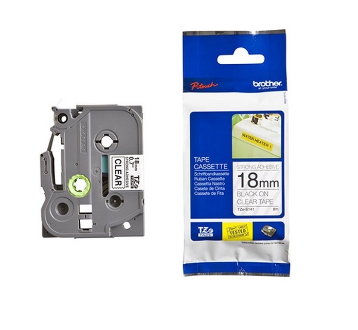 Nhãn Brother TZE-S141, Black on Clear, 18mm x 8m (TZES141)