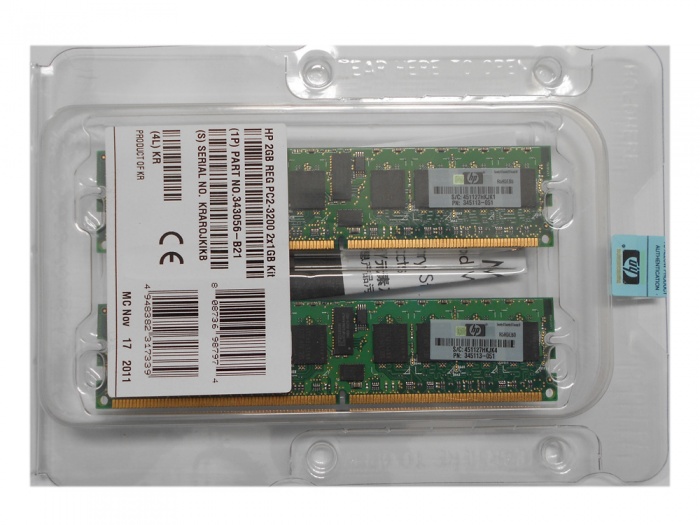 343056-B21 - RAM DDR2 HP kit 2GB (2X1GB) 400MHZ PC-3200 ECC