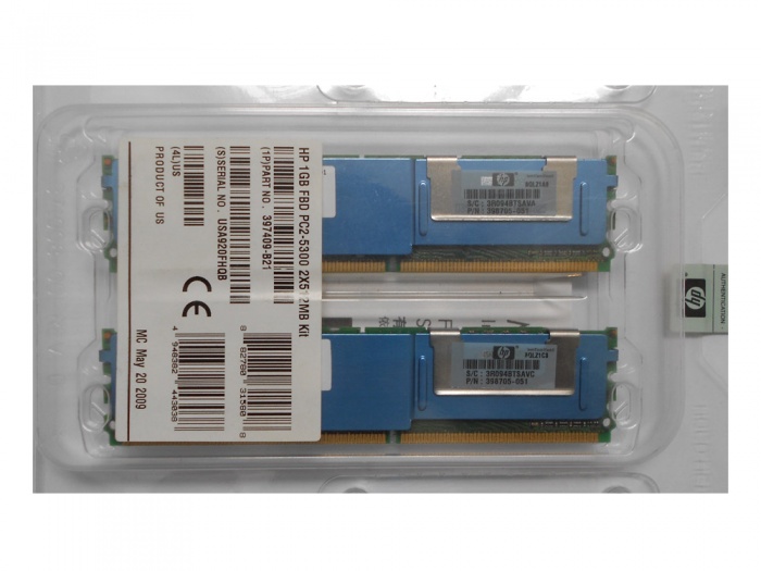397409-B21 RAM HP DDR2 kit 1GB (2X512MB) 667 MHz PC5300