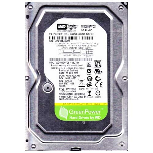 Western Digital 500 GB 3.5-Inch SATA II 32 MB Cache AV-GP Hard Drive (WD5000AVDS)