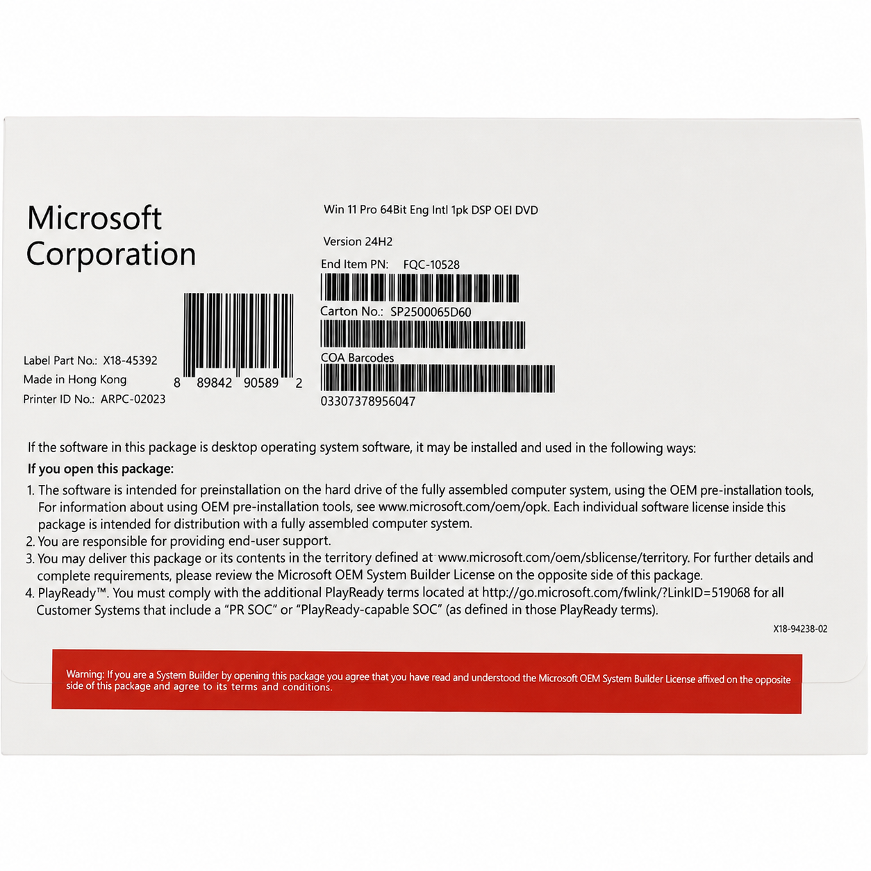 Phần mềm Microsoft Windows Pro 11 64Bit Eng