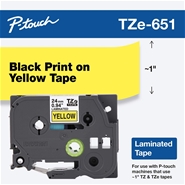 Nhãn Brother TZe-651, Black on Yellow, 24mm x 8m
